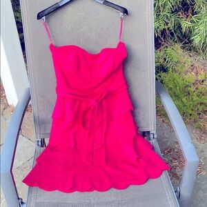 Cynthia Steffe Pink Ruffled Mini Dress with Sweetheart Neckline